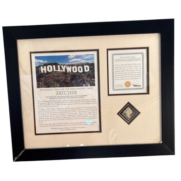 Authentic Hollywood Sign Piece Plaque With Certificate Of Authenticity In Black - Picture 12 of 12
